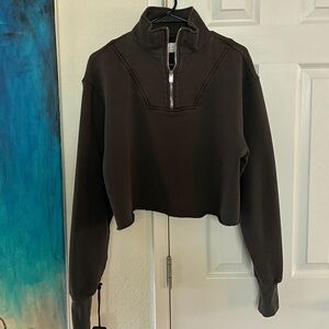 Les Tien cropped half zip sweatshirt